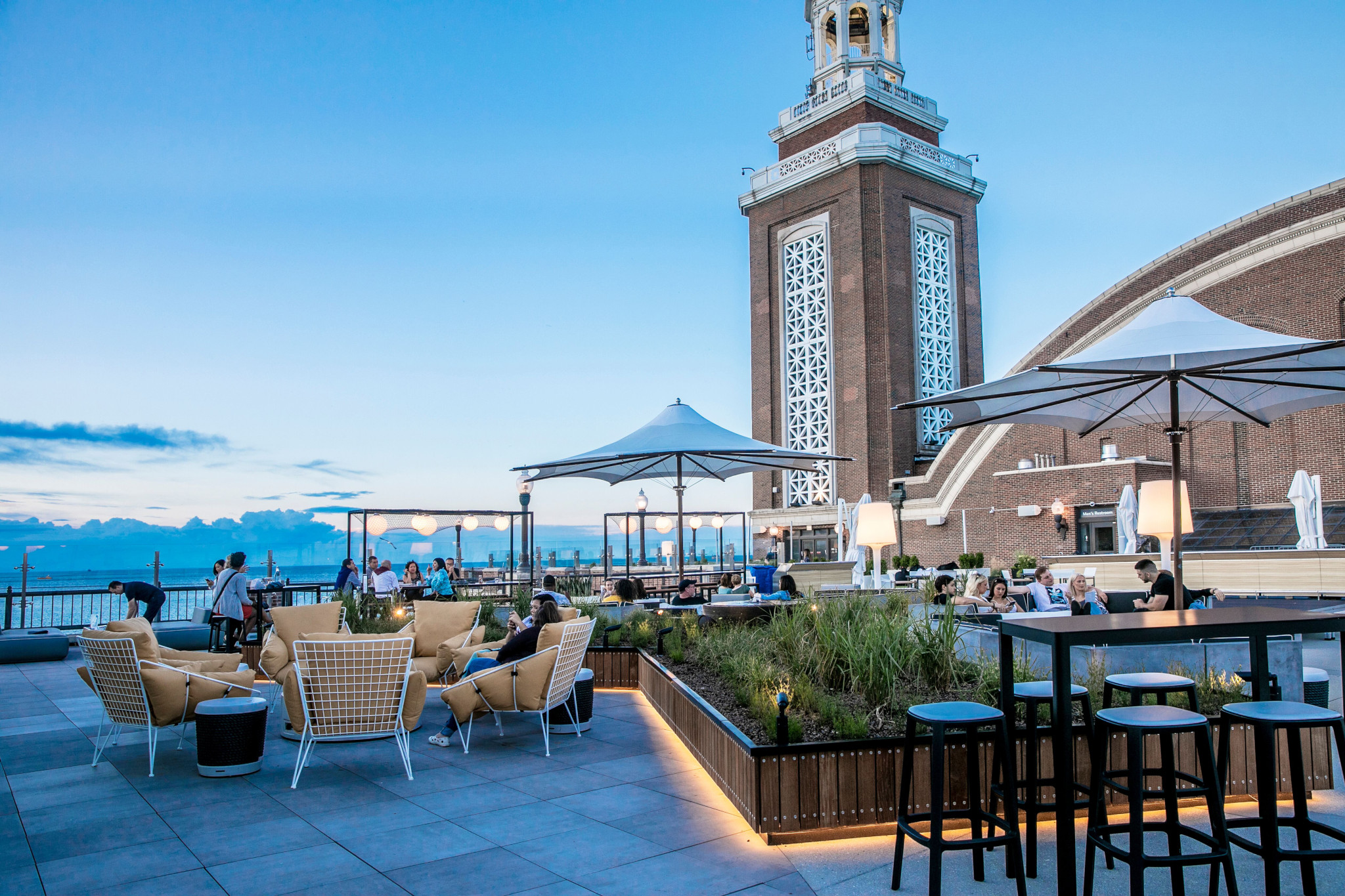 Offshore’s terrace overlooking Lake Michigan at Navy Pier
